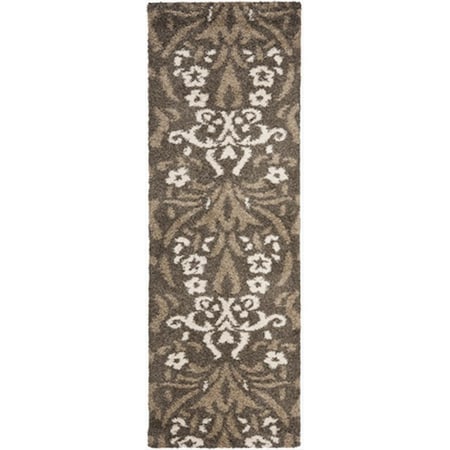 Safavieh 2 ft. 3 in. x 7 ft. Runner Smoke and Beige Florida Shag Rug SG457-7913-27
